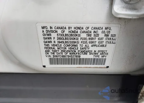 2005 Acura Mdx z USA, uszkodzony, nr VIN 2HNYD18875H527859